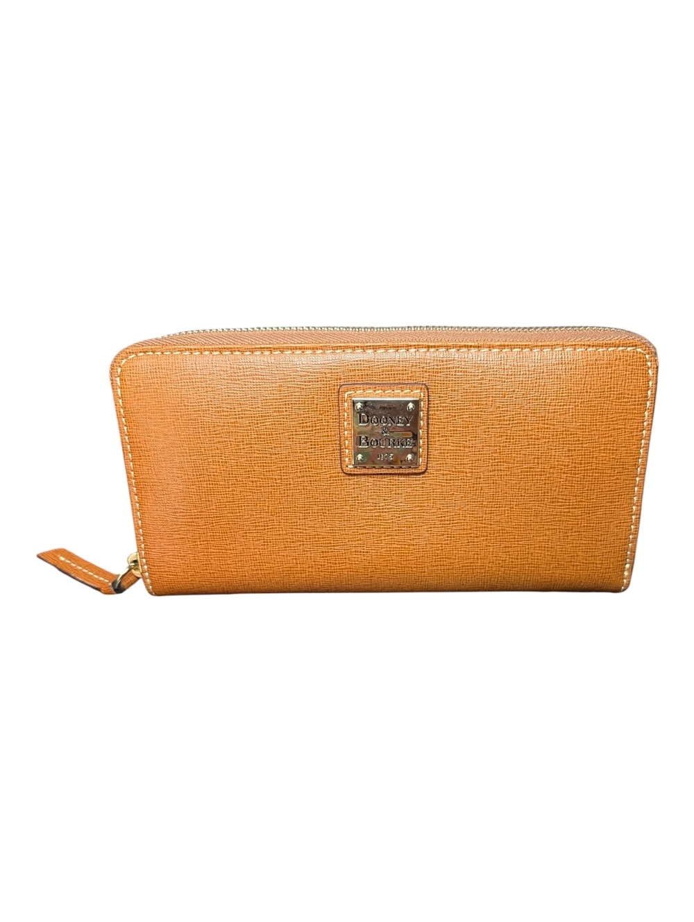 Dooney & Bourke Tan/Cognac Large Saffiano Zip Around Continental Wallet